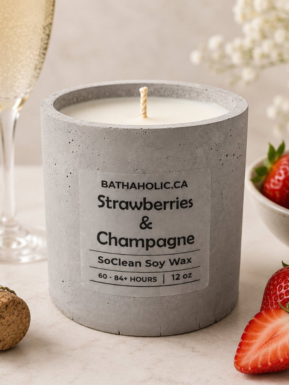Strawberry & Champagne | Soy Wax Scented Candle | Contemporary Modern